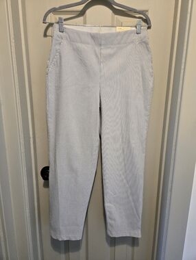 Max Studio Navy & White Pinstripe Pull-On Trousers